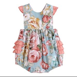 Lil Cactus Floral Romper with Ruffles